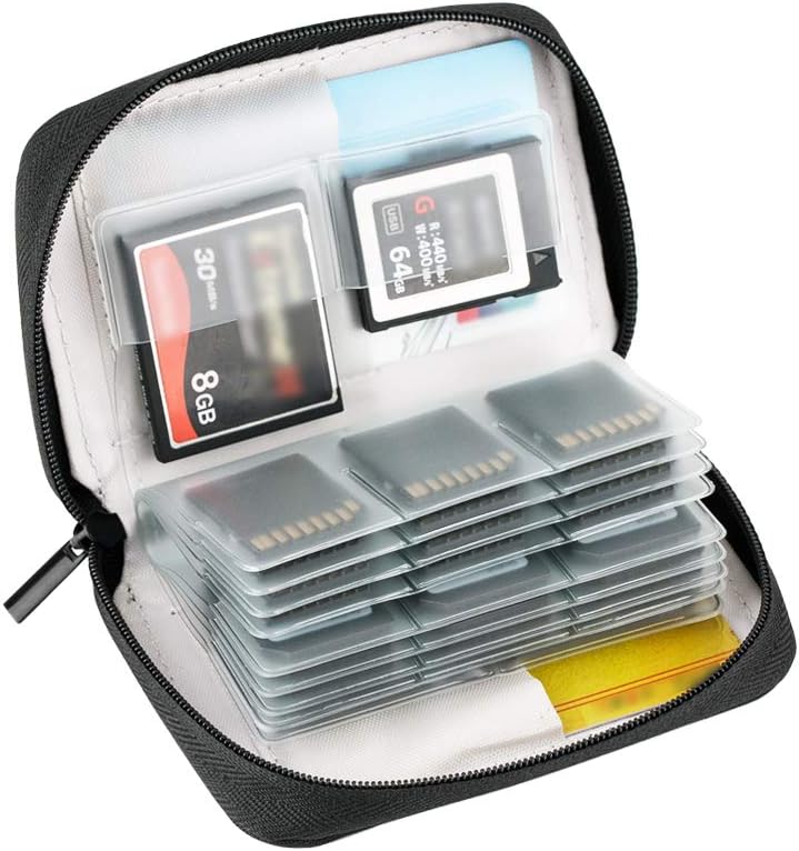 KIWIFOTOS 28 Slots Zippered Memory Card Carrying Case for 24 x SD/SDHC/SDHC cards + 4 x CF (Compact Flash) / XQD Cards