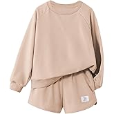 Ecolala Girls Sweatsuit Long Sleeve Casual Crewneck Sweatshirt and Shorts Set