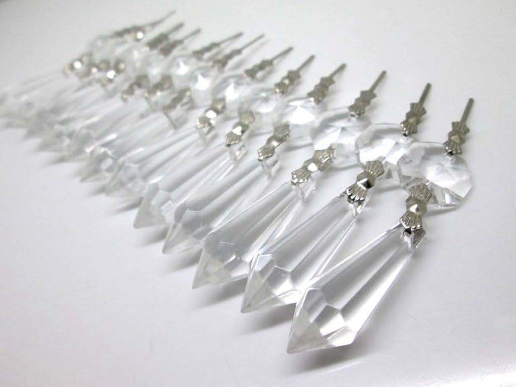 BronaGrand 20pcs 38mm Replacement Clear Chandelier Icicle Crystal Prisms Octogan Crystal Bead for Lamp Decoration: Home Improvement