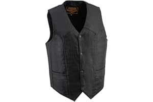 Milwaukee Leather Men's Premium Leather Western Style V-Neck Motorcycle Rider Vest with Front Snap Closure |LKM|ML|SH
