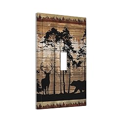 Rustic Mountain Forest Cabin Antler Bear Deer Elk