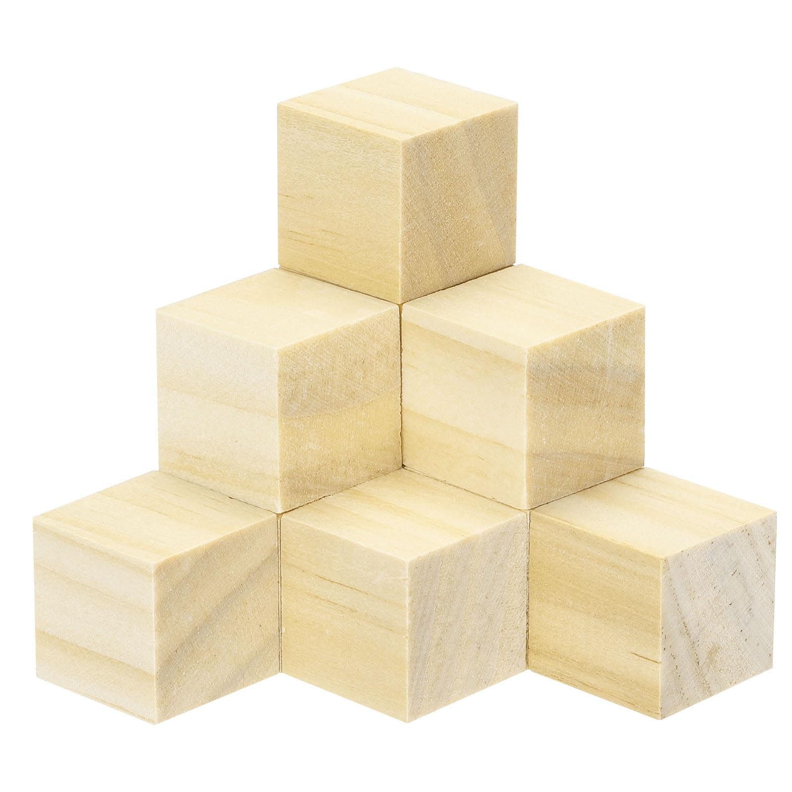 sourcing map Crafts Wooden Cube 100 Pcs Square Natural Solid Wood Crafts Blocks for DIY Projects, Puzzle Making, Letters, Stamps for Home Decoration