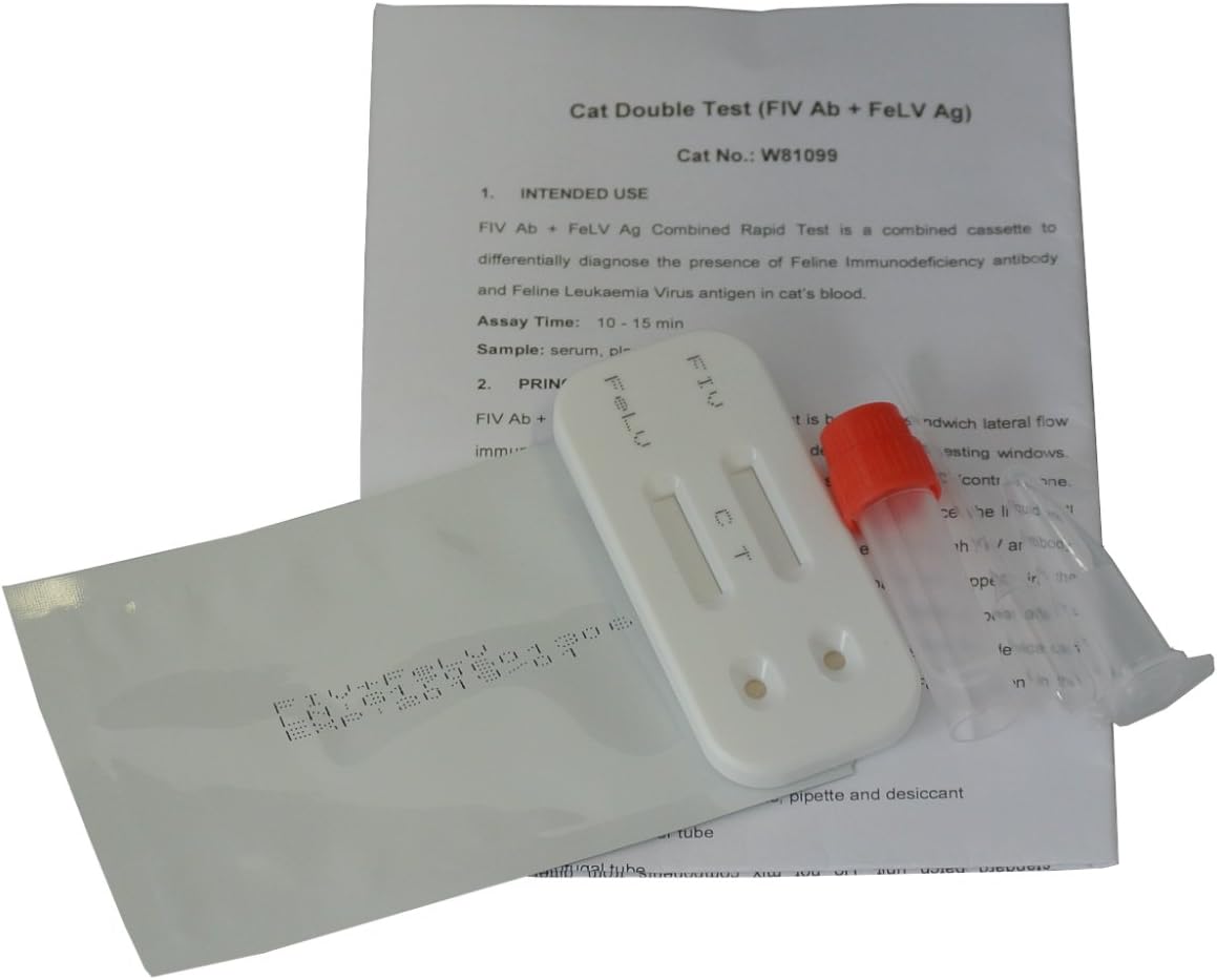 Cat Double Test Feline Immunodeficiency (FIV) & Leukaemia Virus (FeLV) Vet Kit (5 Tests)