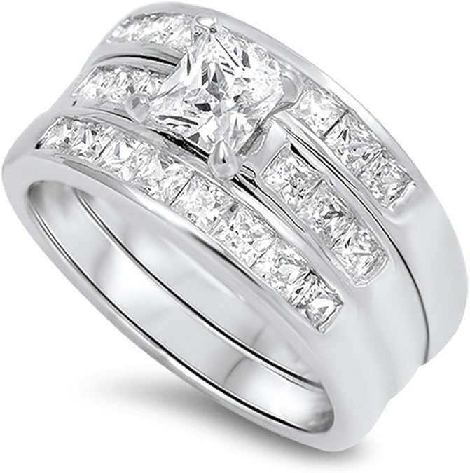 Wedding sparkle considerations choosing nine ring before make Oxford Diamond Co 2Ct 3 Rings Wedding Set .925 Sterling Silver Ring