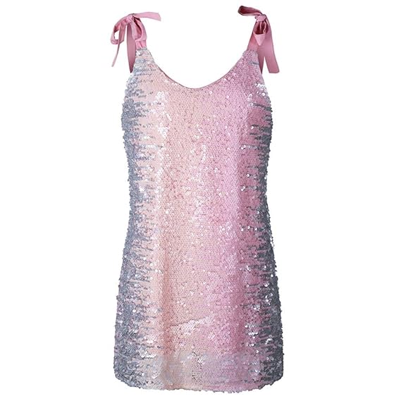 Buy Women Casual Short Mini Dress Sleeveless Deep V Glitter Sequin Dress Cocktail Evening Party Dress Sparking Shinning Clubwear Dress Vest Tank Dress Tops Evening Color Pink Size L At