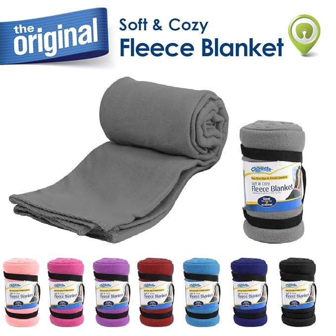 Cloudz Fleece Travel Blanket Grey Home & Kitchen