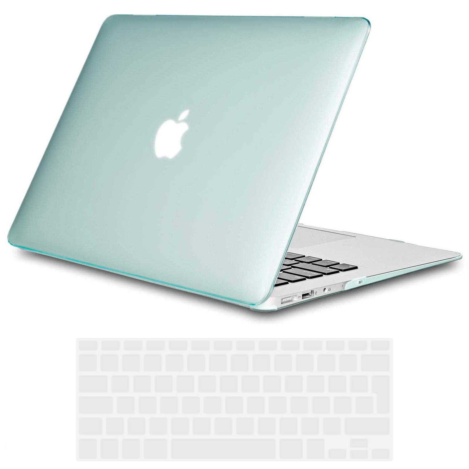 TECOOL Case compatible with old MacBook Air 13 inch 2010-2017 (A1466 A1369), Plastic Snap On Hard Shell Cover & UK EU Keyboard Protector, Crystal Mint Green (Glossy)