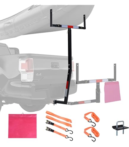 Extensor de Plataforma para Camioneta, Soporte para Canoa, Bote, Kayak, Madera con Bandera