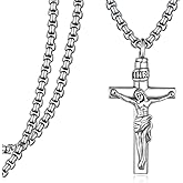 925 Sterling Silver Crucifix Urn Necklace for Men – Cross Cremation Necklace for Ashes – Jesus Cross Ashes Jewelry – Memorial Urn Jewelry for Men