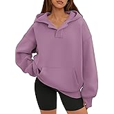 ATHMILE Oversized Hoodies for Women Fashion V Neck Pullover Sweatshirts with Thumb Hole Y2k Clothes Fall Outfits 2026