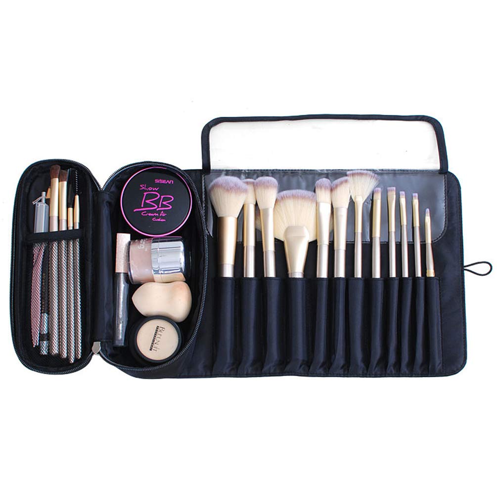 ONEGenug Multifunctional Makeup Brush Storage Bag - Cosmetic Bag with 12 Pockets Brush Holder Cosmetics Handbag Travel Organizer