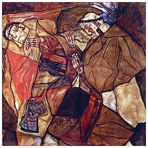 ArtPlaza Schiele Egon-Agony (The Death Struggle) Panel Decorativo, Madera MDF, Multicolor, 100x100 Cm