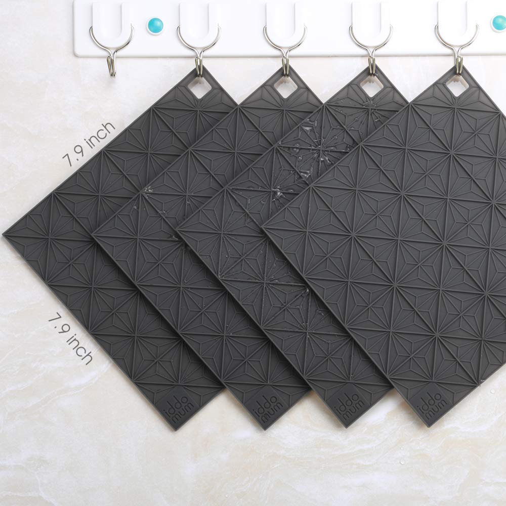 IDDOMUM Hot Pad Trivet for Hot Dishes and Pots, Heat-resistant Pot Holder, Large Drying Mat for Kitchen(4 Pack)
