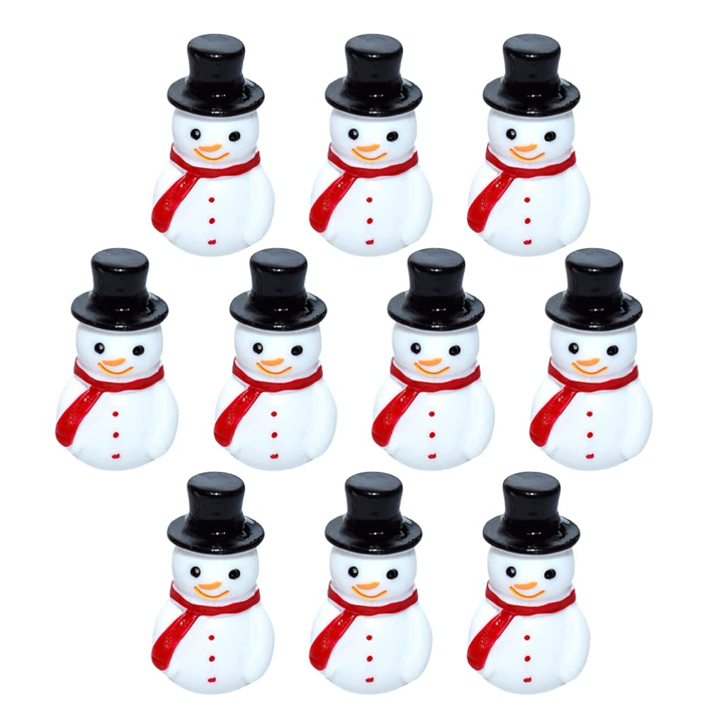 STOBOK Christmas Miniature Snowman: Christmas Tree Min Ornaments Resin Santa Snowman Figurine Xmas Accessories Party Favors Centerpieces 10pcs