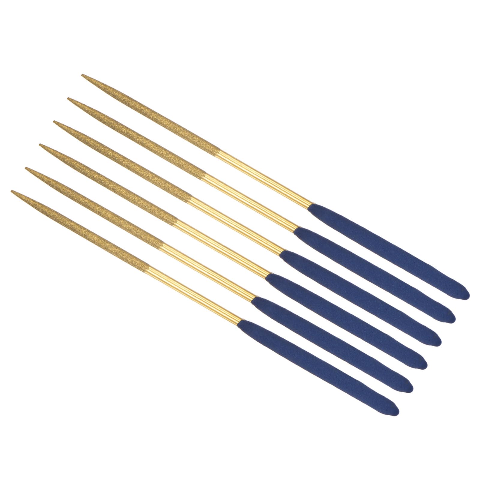 CoCud Diamond Coated Needle File, | 3mm Shank 140mm Length|, Titanium Coated Round Files Sharpening Tool - (Applications: for Metal Glass Stone), 6-Pieces