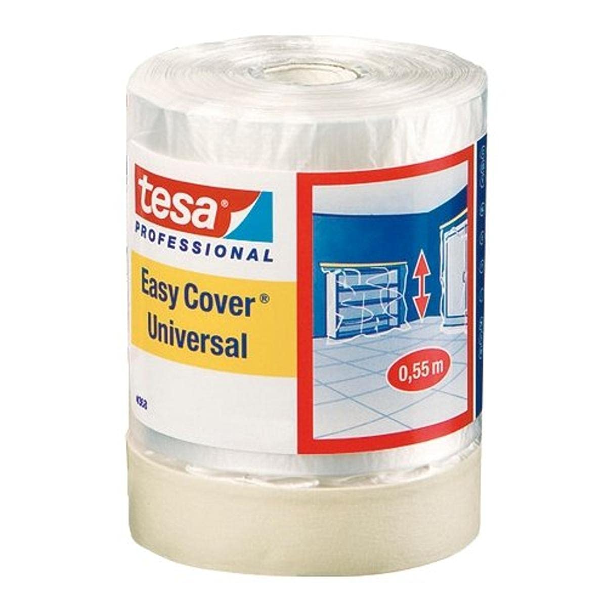 Tesa 04368-00011-01 Easy Cover 4368 Premium Painter's Masking Tape with Covering Film 33 m x 0.3 m, 1 Item
