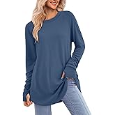 ATHMILE Womens Tunic Tops Long Sleeve Thumb Hole Shirts Fall Sweater Crew Neck Winter Fashion Clothes 2025