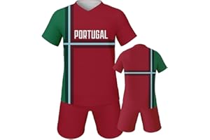 QIOOV Soccer Jersey Kit Kids National Team Boys Soccer Jersey/Shorts Football Shirt Set Sport Uniform for Soccer Fans Gift