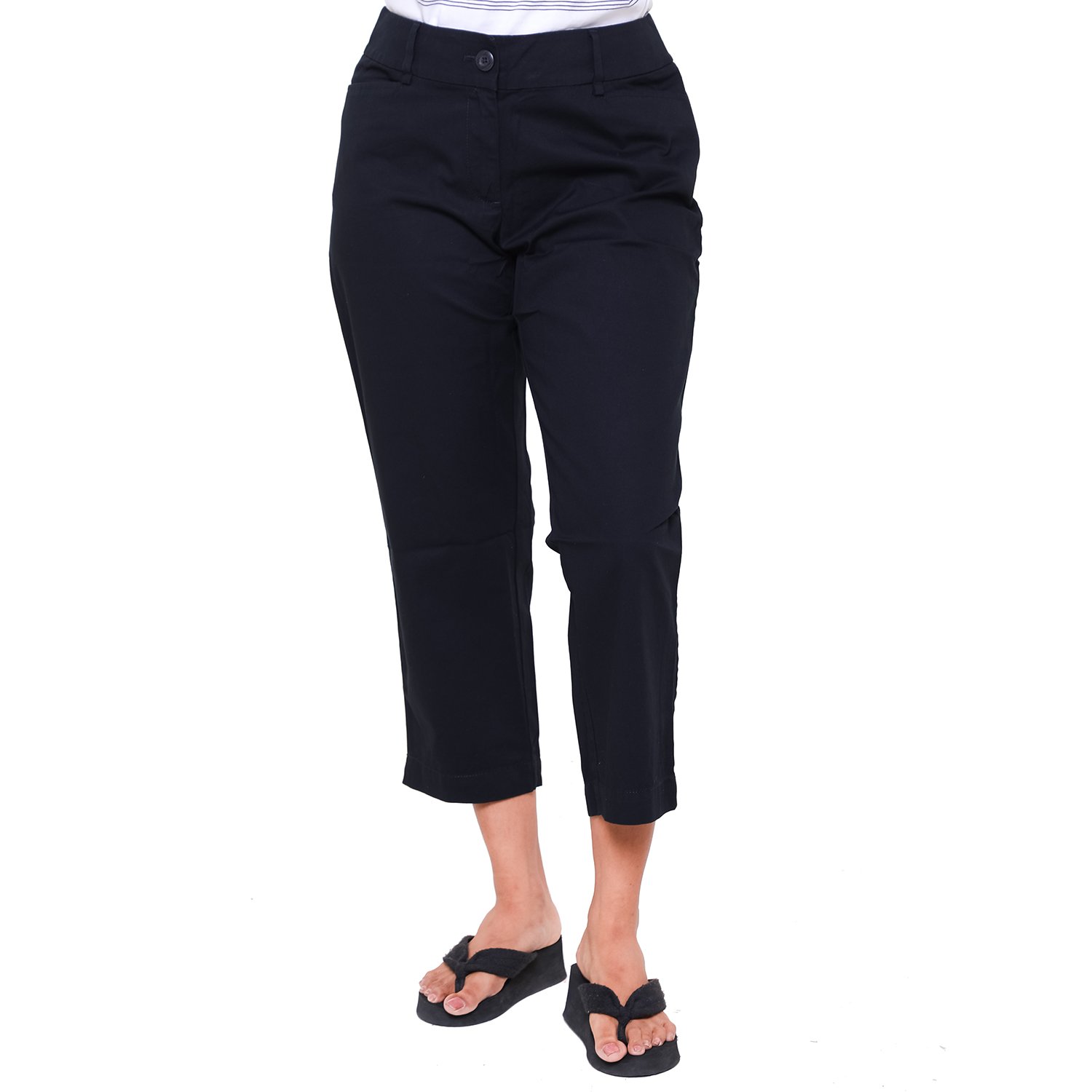 twist highly stretchable cotton 3/4th pant, black, free shipping