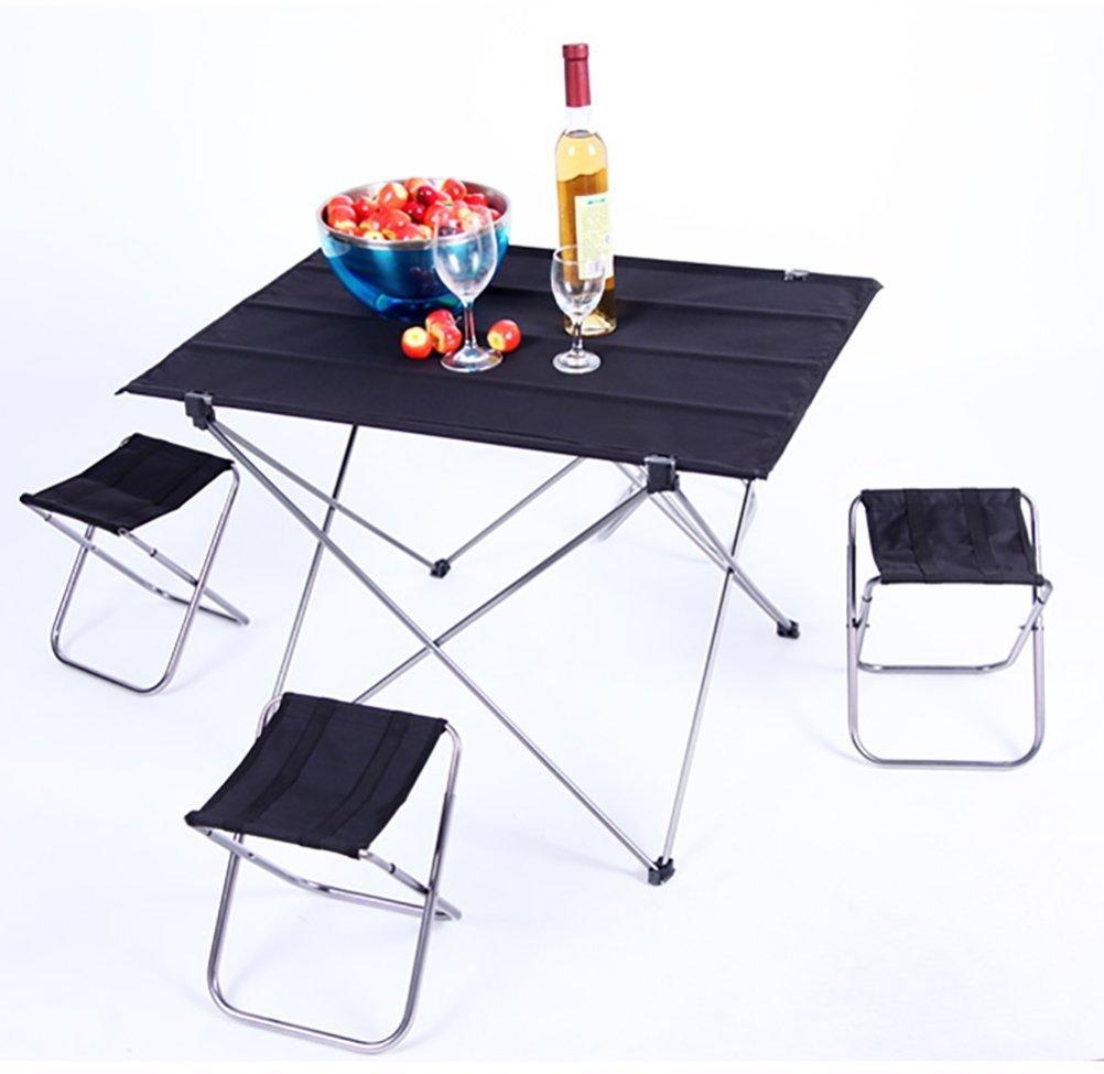 ONEGOL Portable Folding Picnic Table,LUOLAX Lightweight Aluminium Outdoor Desk for Travel, Fishing, BBQ, Beach Party with Mesh Pockets and Carry Bag (Sliver)