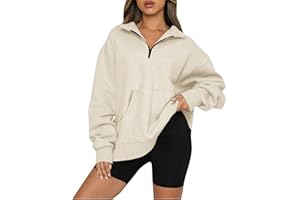 Rikbuig Oversized Sweatshirt for Women Quarter Zip Fleece Pullover Sweaters Casual Cute Teen Girls Winter Clothes