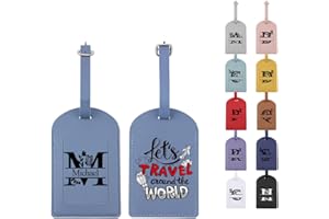 Personalized Bulk Leather Luggage Tags for Suitcases/Handbag, Custom Capital Letter Name with Soft PU Leather, Privacy Protec