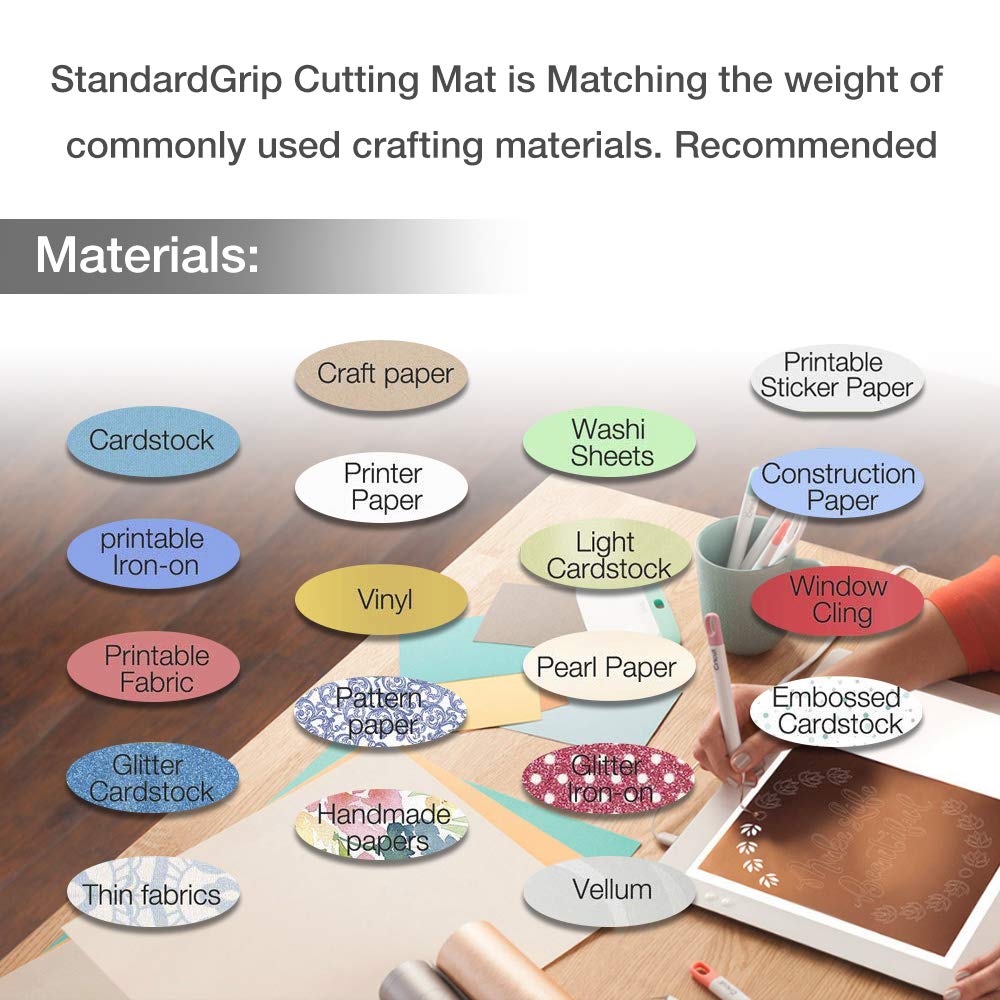 DOOHALO Cutting Mat Compatible with Cricut Explore Air2/One Maker Smart Cutting Machine Expression 12 X 12 inch 3 Pack Replacement Adhesive Vinyl Mats Black Color Standard Grip Cutting (Black)