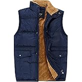 XinYangNi Men's Winter Warm Outdoor Padded Puffer Vest Thick Fleece Lined Sleeveless Jacket