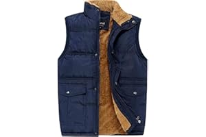 XinYangNi Men's Winter Warm Outdoor Padded Puffer Vest Thick Fleece Lined Sleeveless Jacket