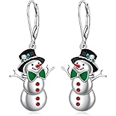 Snowman Earrings 925 Sterling Silver Christmas Earrings Snowman Jewelry Xmas Earrings Holiday Thanksgiving Gifts for Women