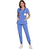 COZYFIT Scrubs for Women Set - Stretch V-Neck Scrub Top & Jogger Pant with 8 Pockets COZY SCRUBS