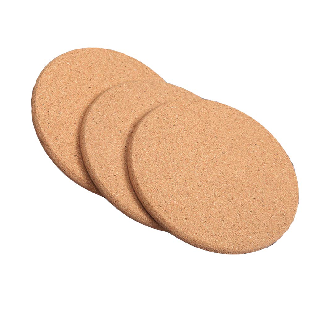 Cork Trivet Round, Soft Table Cork Board for Hot Pots, Plants, Pans, DIY Crafts, Mugs, 190x10mm Each, Pack of 3