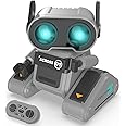 STEMTRON RC Robot Toys for Kids, Rechargeable Remote Control Robot Toy for Boys & Girls, with Auto Demo, Dance Moves, Music, Shining 7 Colors LED Eyes & Flexible Head, Ears & Arms