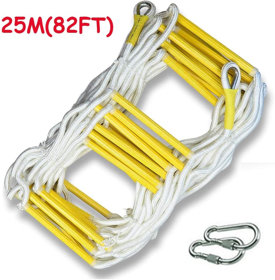 Rope Ladder, 25M 5-6th Floor Escape Ladder Rescue Rope Ladder Emergency Work Safety Response Fire Anti-Skid Soft Ladder