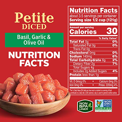 HUNT’S PETITE DICED TOMATOES GARLIC & OLIVE OIL, 14.5 OZ