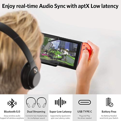 1Mii Bluetooth Adapter for Nintendo Switch Lite,Wireless