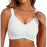 SHIJIALI Wireless Push Up Bra V Mesh Detail Wide Straps Seamless Comfort Support Lift Full Coverage Everyday Bralettes
