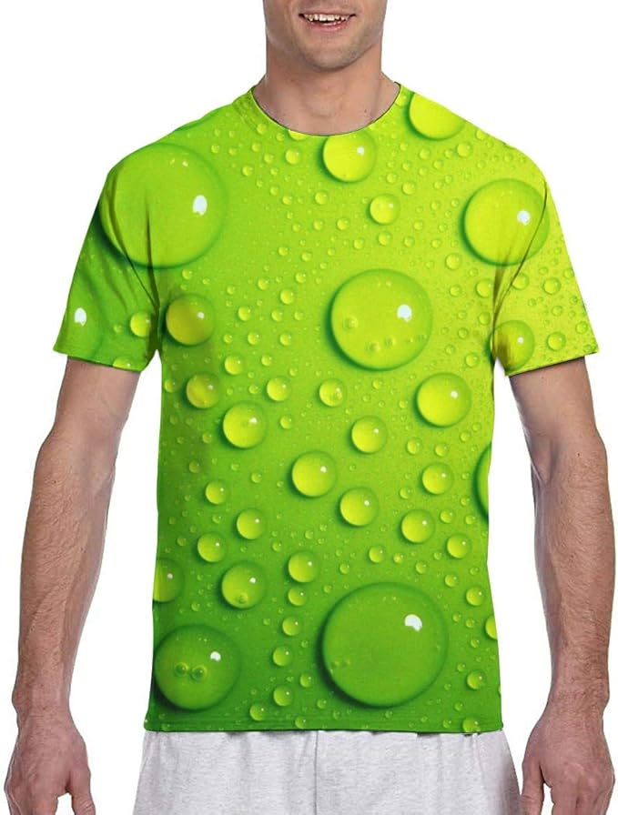 Men's T Shirts Water Droplets Men’s Active Quick Dry Crew Neck T Shirts