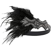 Roaring Art Deco 1920s Flapper Feather Headpiece Roaring 20s Great Gatsby Headband for Women 1920s Headwear
