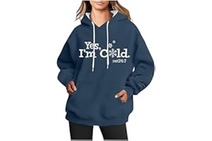 BINMER Yes I'm Cold I'm Always Cold Hoodies for Womens Oversized Sweatshirt Funny Letter Print Tops Fall Loose Pocket Blouse