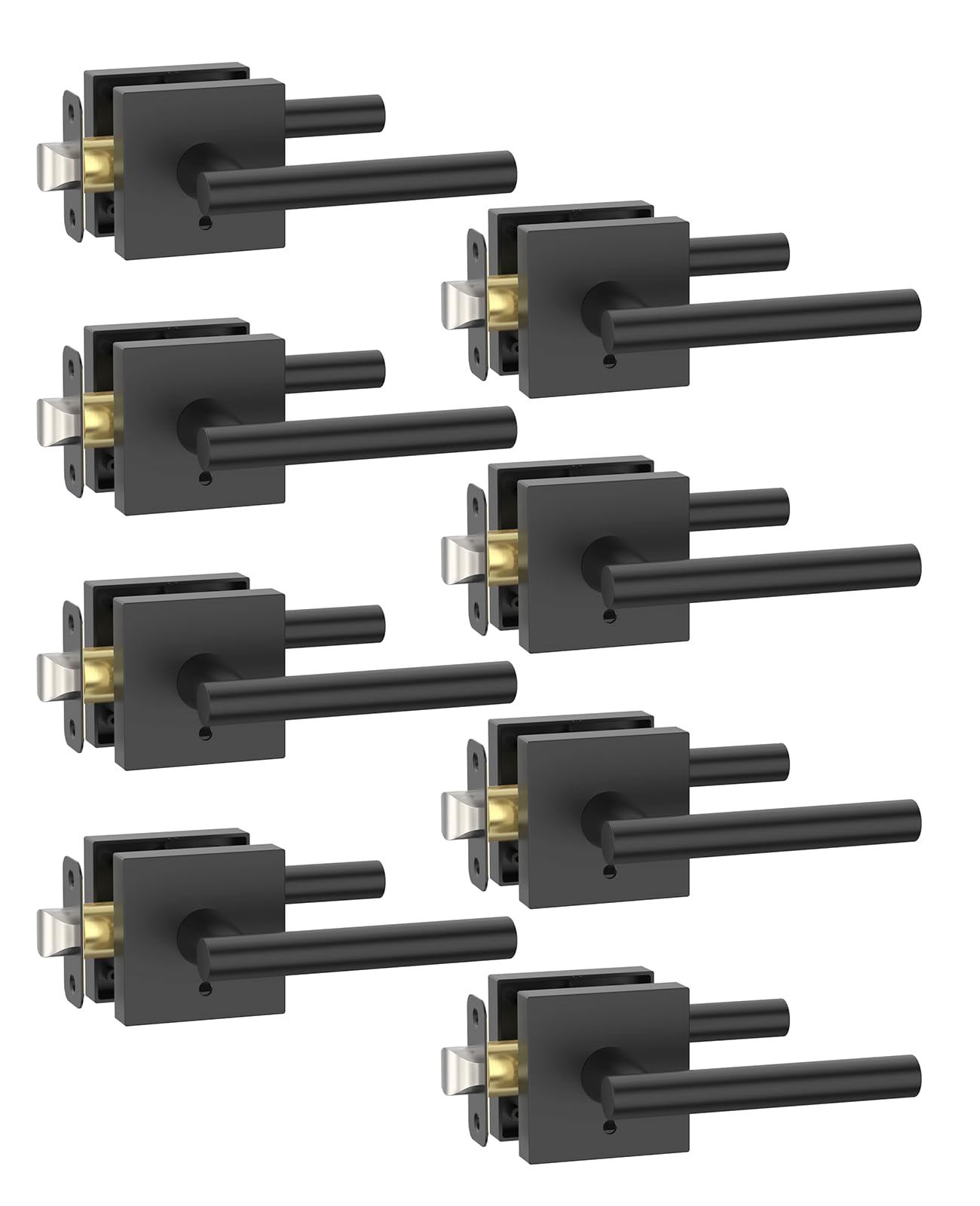 Photo 1 of Asidrama 8 Pack Black Privacy Door Handles, Door Lever with Door Knobs Indoor for Bedroom or Bathroom, Heavy Duty Door Handles Interior with Locks for Left Right Sided Doors