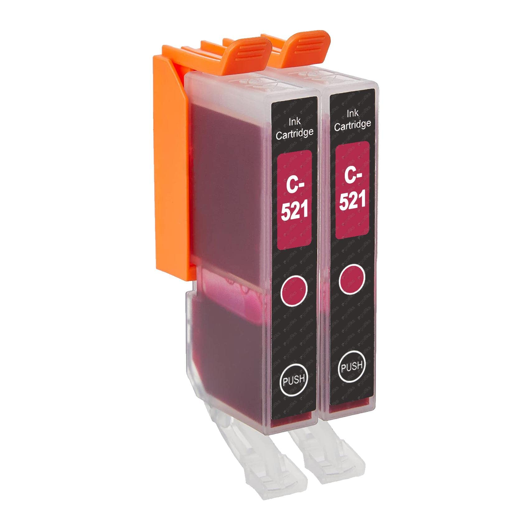 Go Inks C-521M Compatible Magenta Ink Cartridge to repalce Canon CLI-521M for use with Canon PIXMA Printers (Pack of 2)