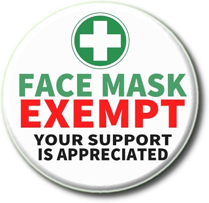 FACE COVERING MEDICAL EXEMPTION BADGE PUBLIC TRANSPORT & STORE