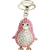 JTTBIGV Cute Animal BlingBling Crystals Keychain Animal Charm Keyring Car Bag Wallet Purse Handbags Cars Key Pendant Decor (Pink Penguins)