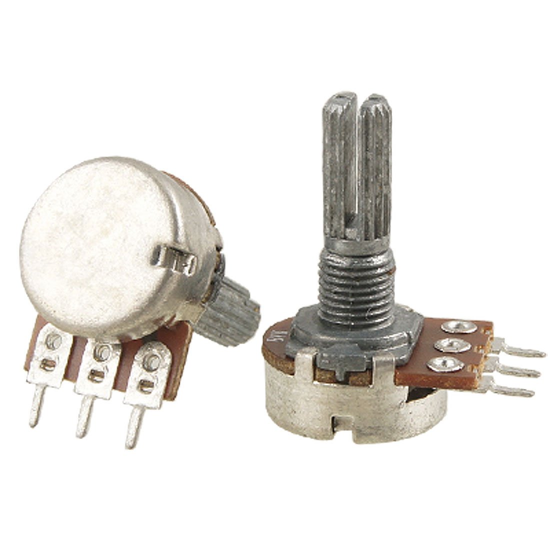 sourcingmap a11110700ux0026 1 kOhm Single Linear Taper Rotary Potentiometer - Silver (2-Piece)