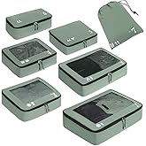 ECOHUB 7 Set Packing Cubes Tear-Resistant Luggage Packing Organizers with Number Icon for Travel Accessories Luggage Suitcase Machine Washable Packing Cubes (Green)