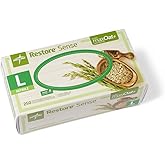 Medline Restore Sense Green Powder-Free Nitrile Exam Gloves with maxOat+, Size Large, Box of 250