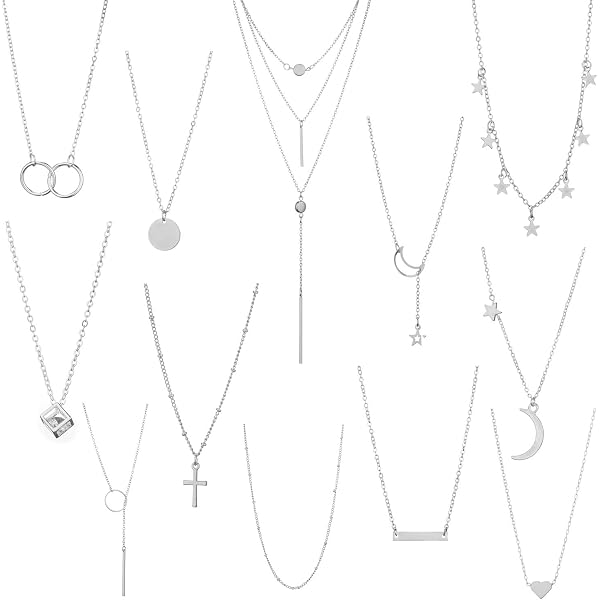 Starain 8 Pcs Fishing Line Necklace Set – Dainty Choker With Cubic Zirconia Pendant, Elastic Invisible String, Gift Set