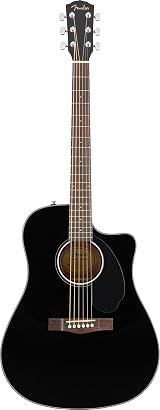 Fender CD-60SCE Dreadnought Walnut Fingerboard Black with Free Lessons