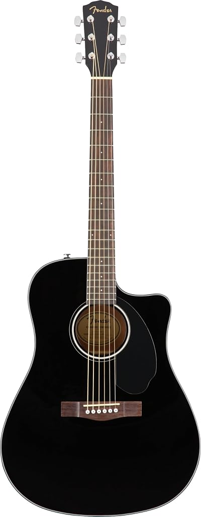 Fender CD-60SCE Dreadnought Walnut Fingerboard Black with Free Lessons